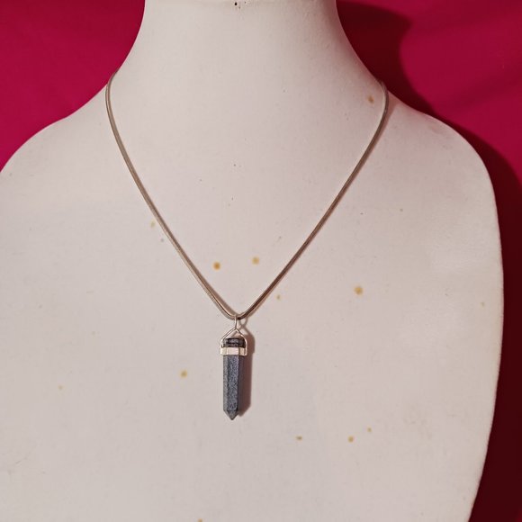 Source Unknown Jewelry - 90s Vintage Sterling Silver Black Cloud Onyx Pendant Necklace